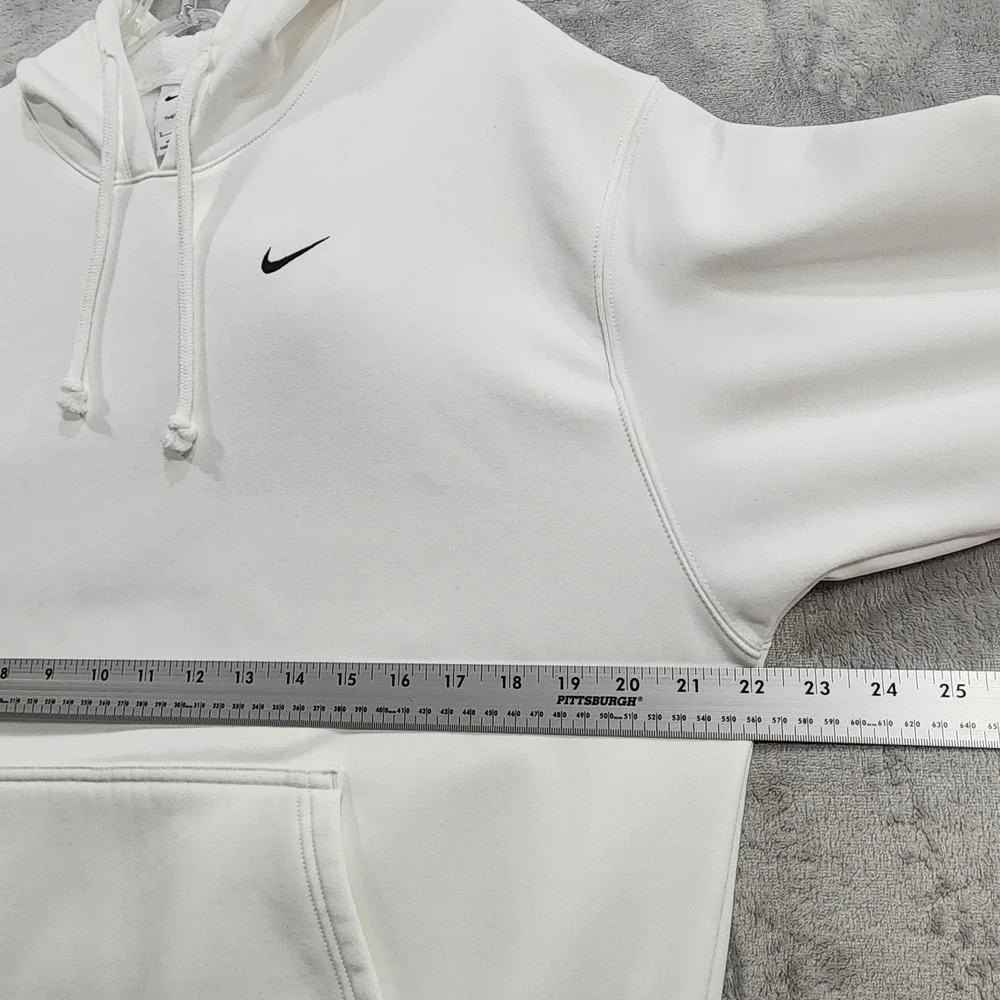 Nike Therma-FIT Hoodie Womens S White Fleece Pullover Training Sweatshirt Logo